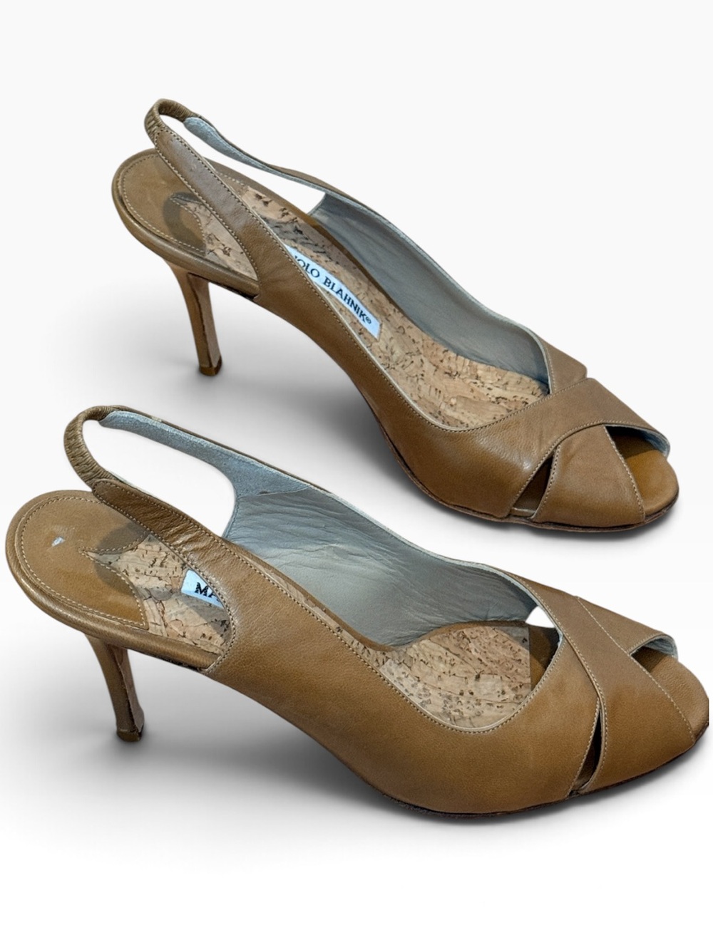 EUC!  Manolo Blahnik Peep Toe Slingback Pumps
